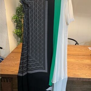 BCBGMaxAzria Black and White Geometric Midi Dress